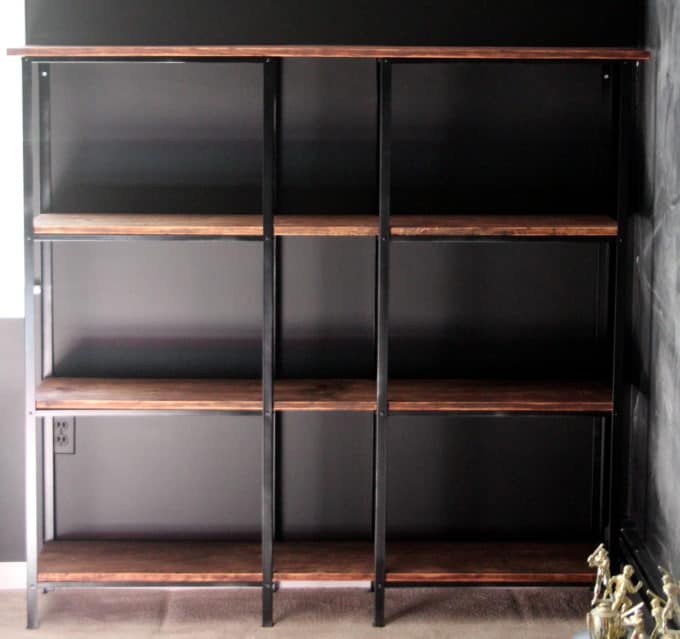 Ikea Rustic Industrial Bookcase, Metal And Wood Shelves Diy