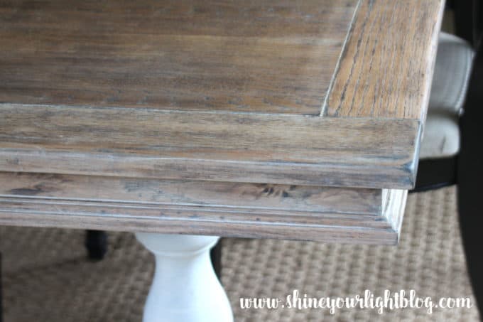 An old table found on Craigslist is given a warm, aged, lime oak finish.