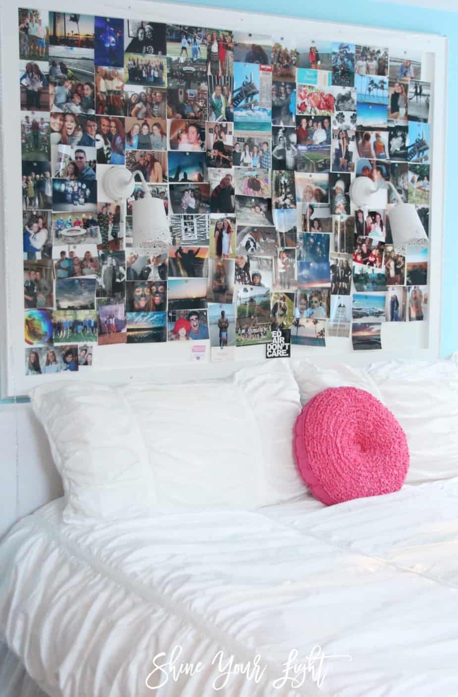 Teen girl's room with Instagram photo collage 