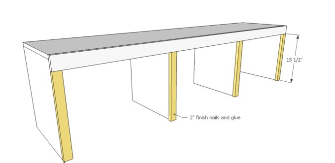 Ana White's mudroom bench schematic
