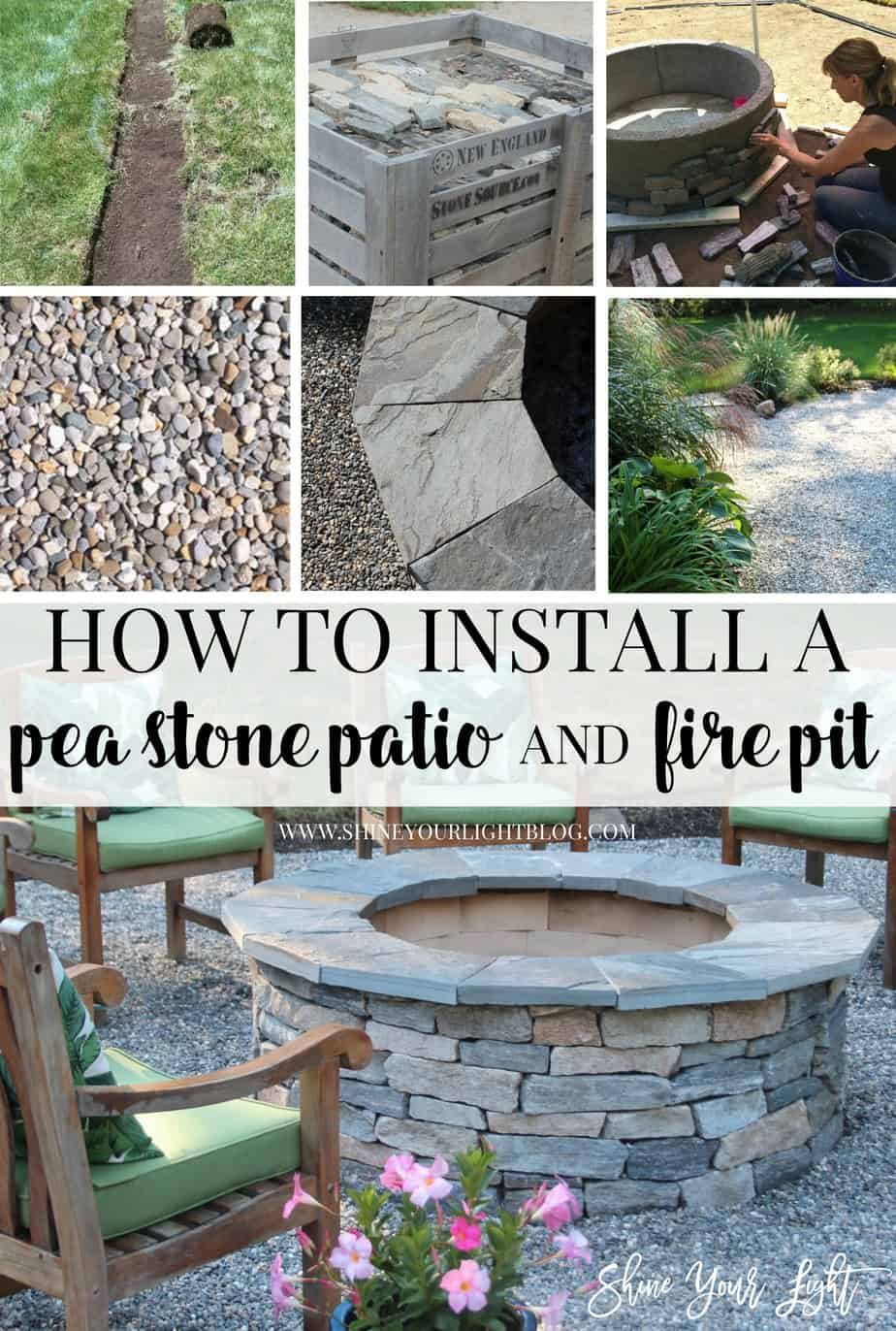 How to install a pea stone patio and build a stone veneered fire pit, from start to finish.
