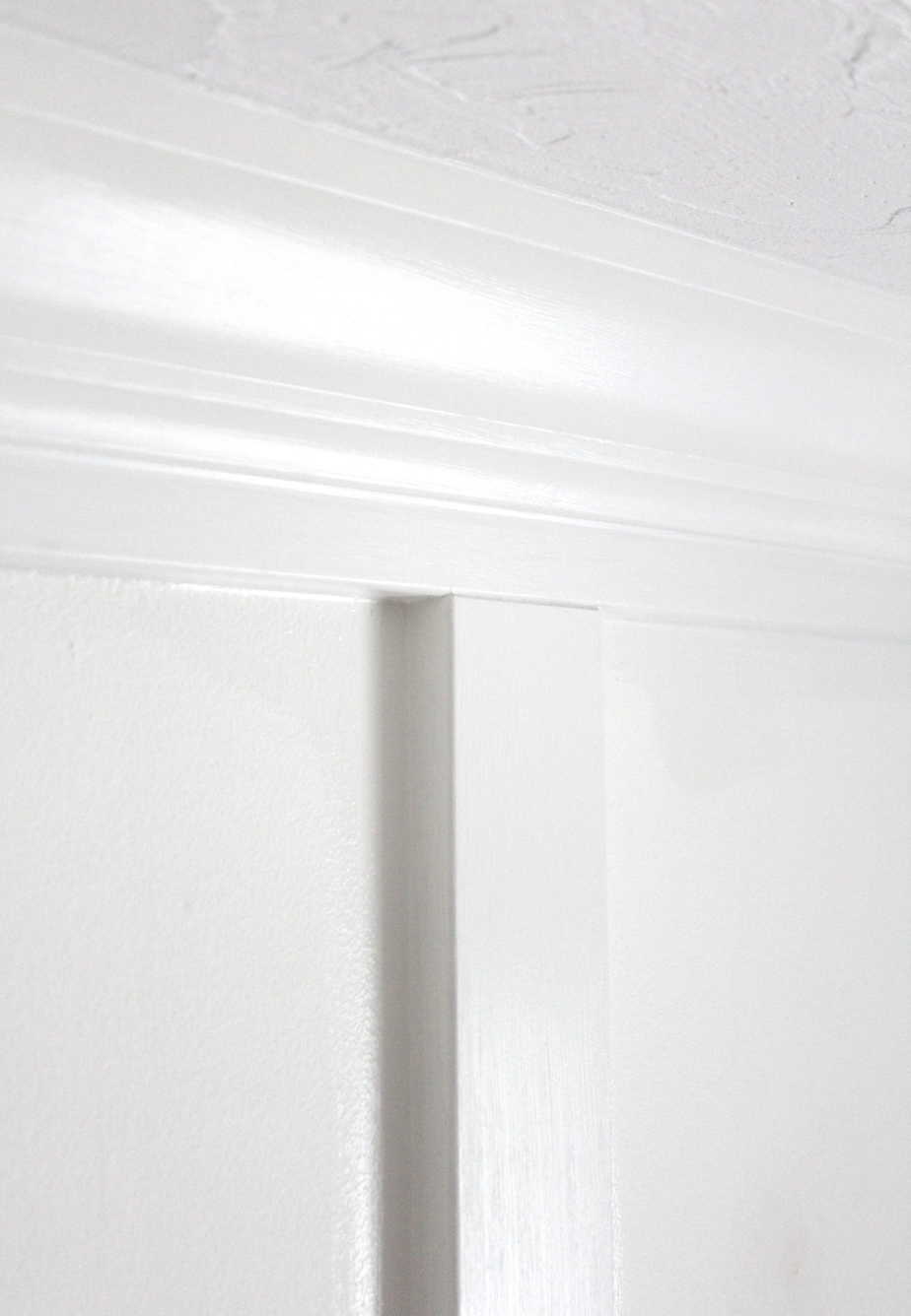 Crown moulding installed over a 2" base gives the finished product a more dramatic feel.
