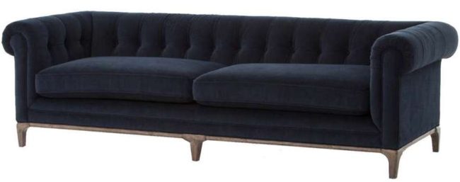 Raymour & Flanigan's Griffon Sofa in navy velvet