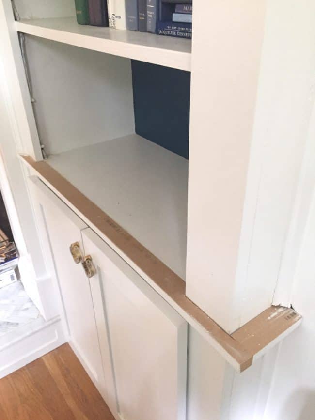 Updating Adding Cabinet Doors To, Add Cabinet Doors To Built In Shelves