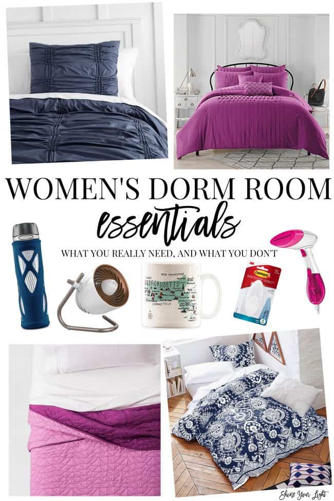 Women's guide to dorm room essentials and where to find them.