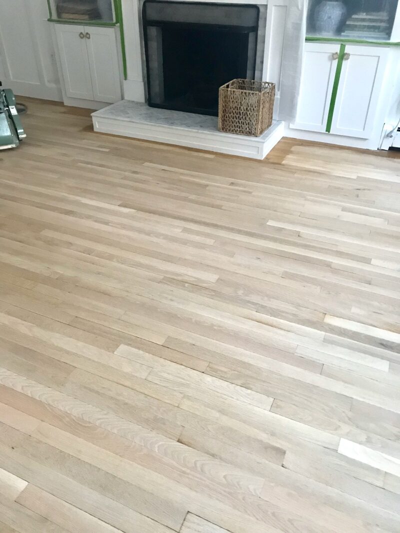 Sanded white oak hardwood floors