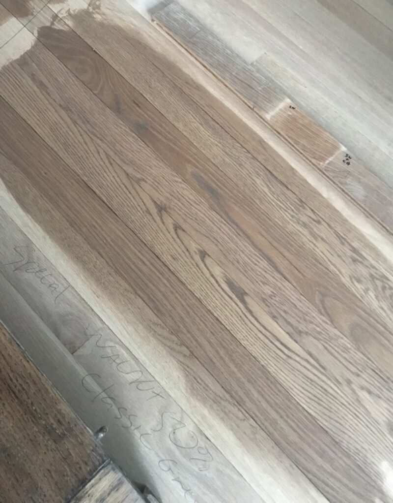 Testing stain color on white oak