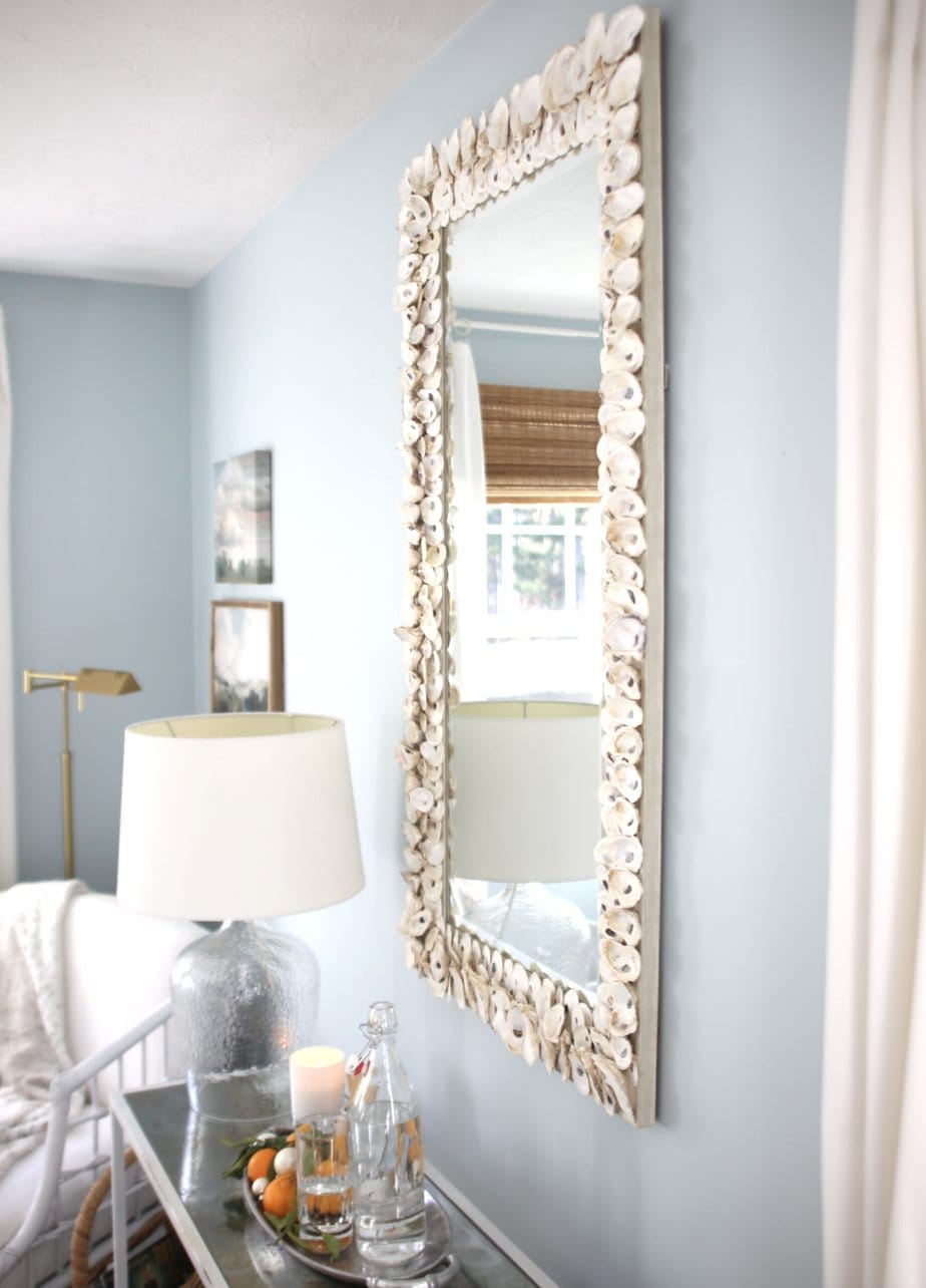 Oyster Shell Mirror in Guest Room